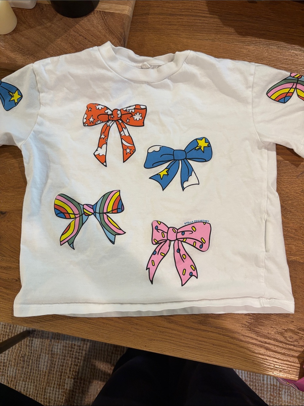Stella McCartney White Tee with Colorful Bow Prints